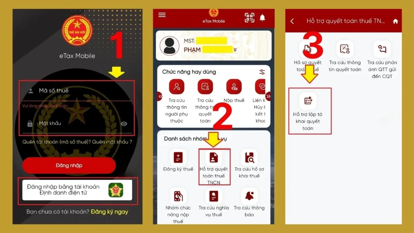 Bước 1: Đăng nhập vào ứng dụng eTax Mobile