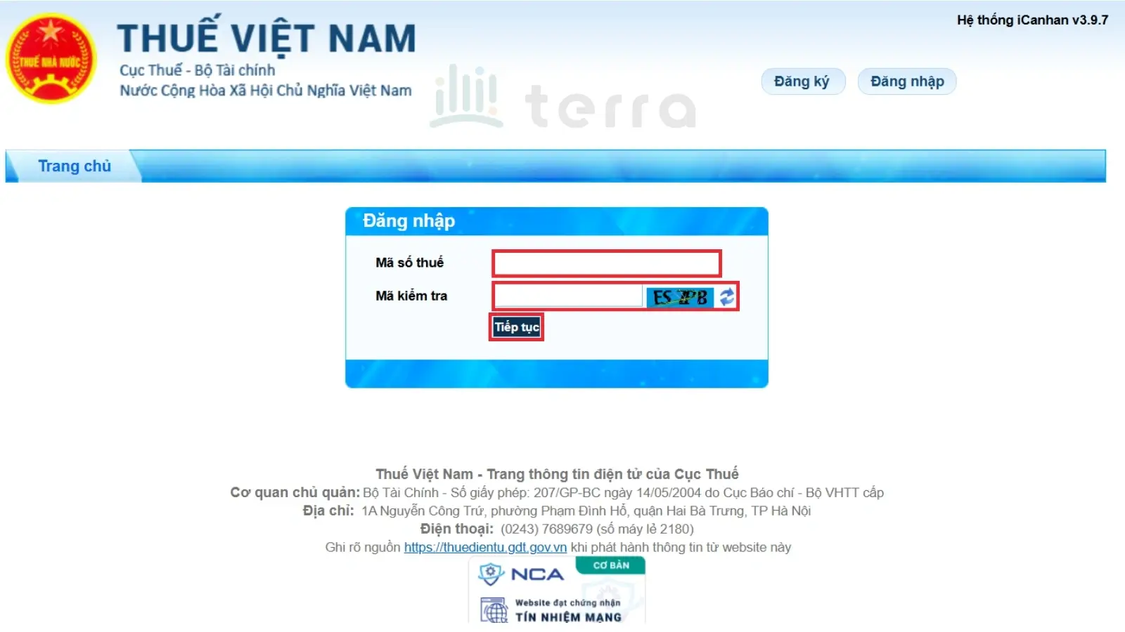 Điền thông tin để đăng nhập