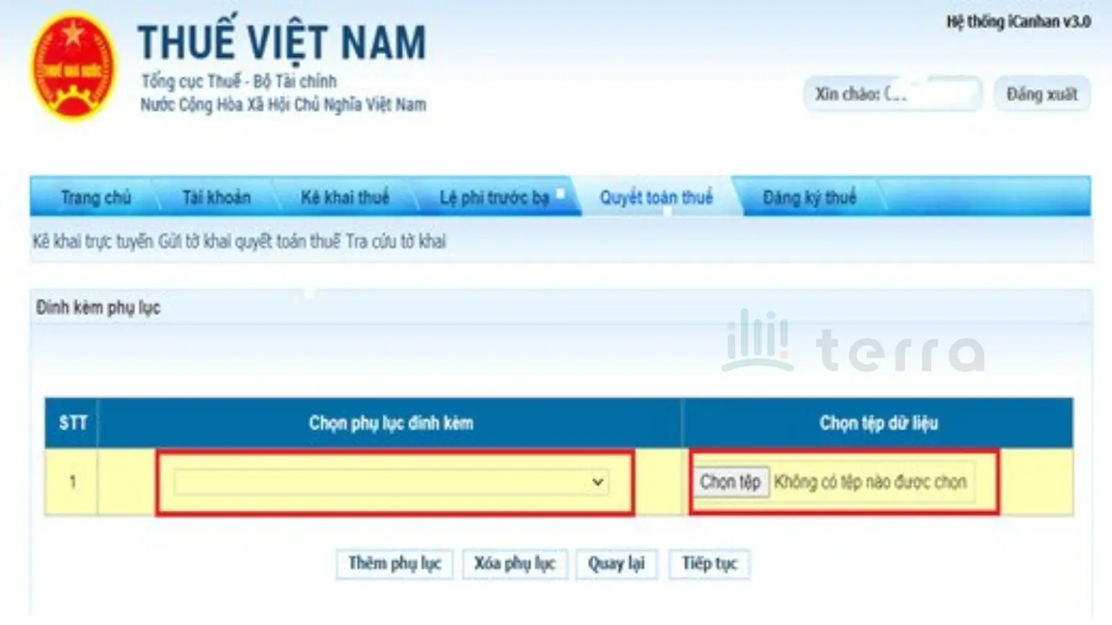 Đính kèm phụ lục