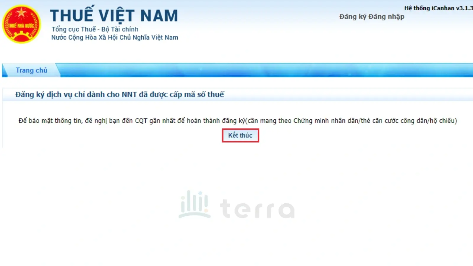 Hệ thống hiển thị thông báo nếu chưa có mã xác nhận