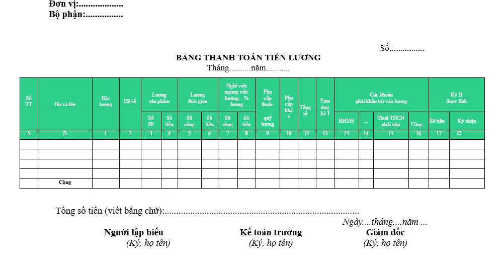 Minh họa Mẫu phiếu lương 4