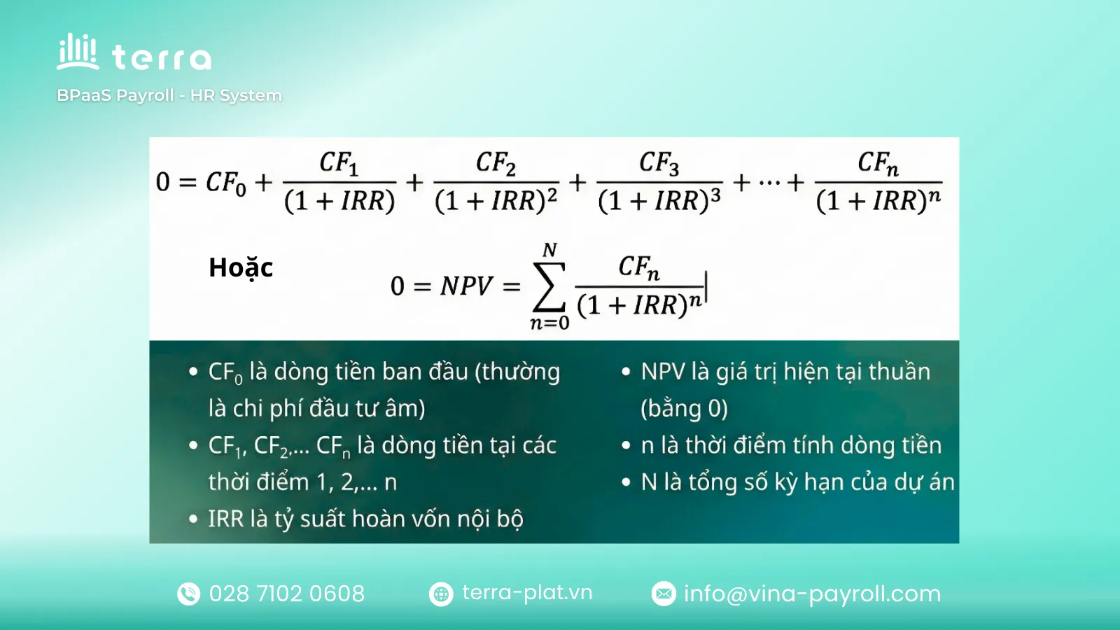 Công thức tính IRR