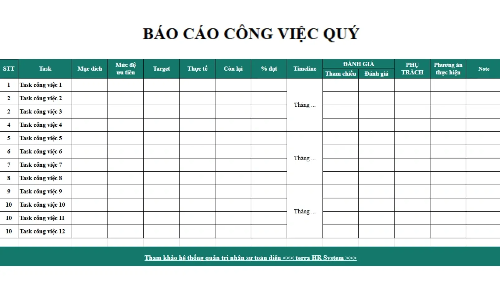 Mẫu báo cáo định kỳ theo quý