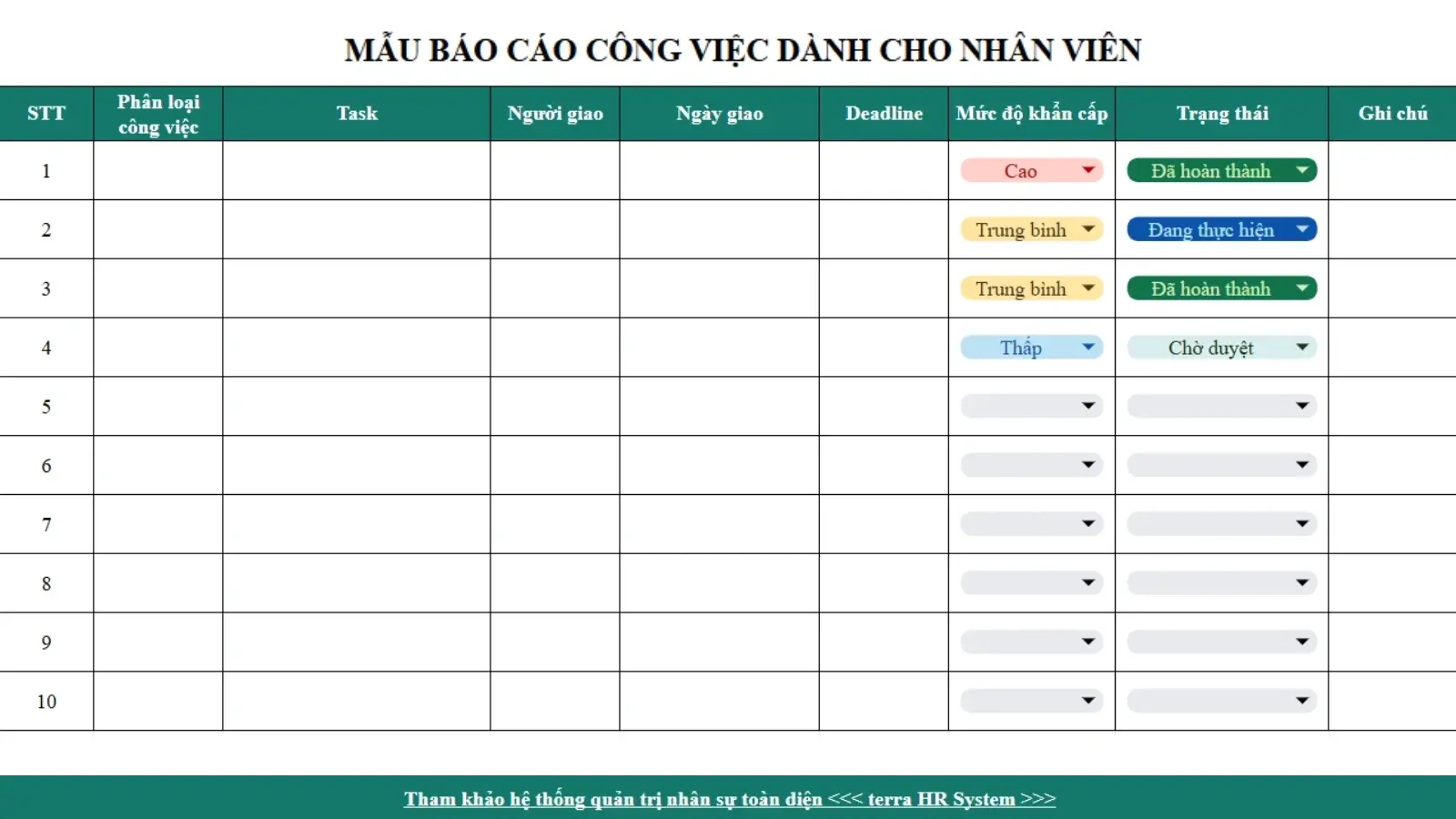 Mẫu dành cho nhân viên