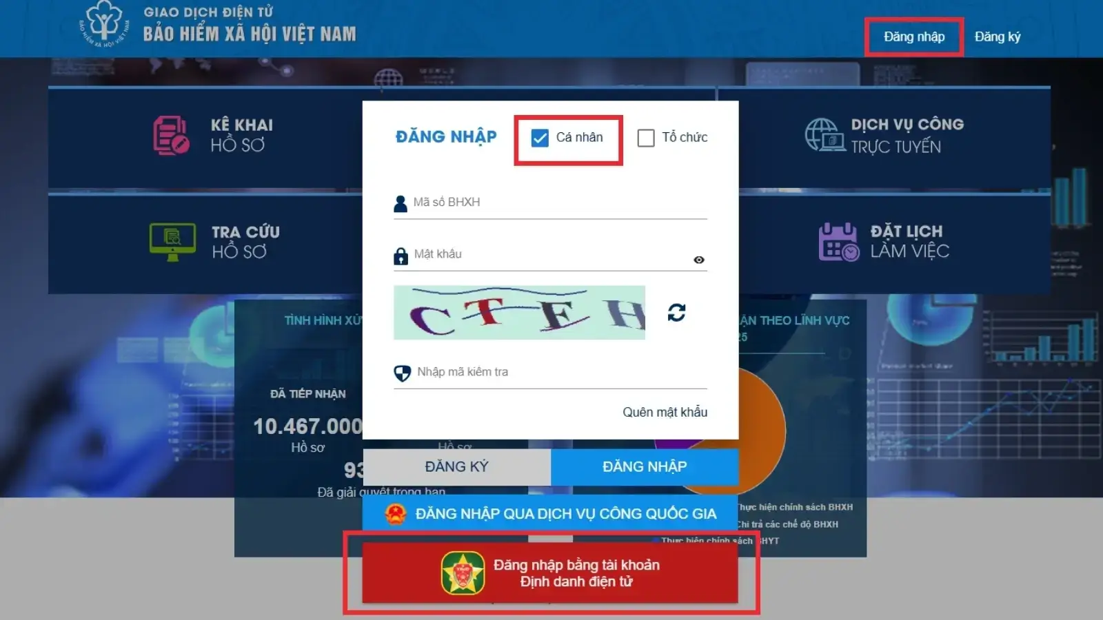 Đăng nhập vào website