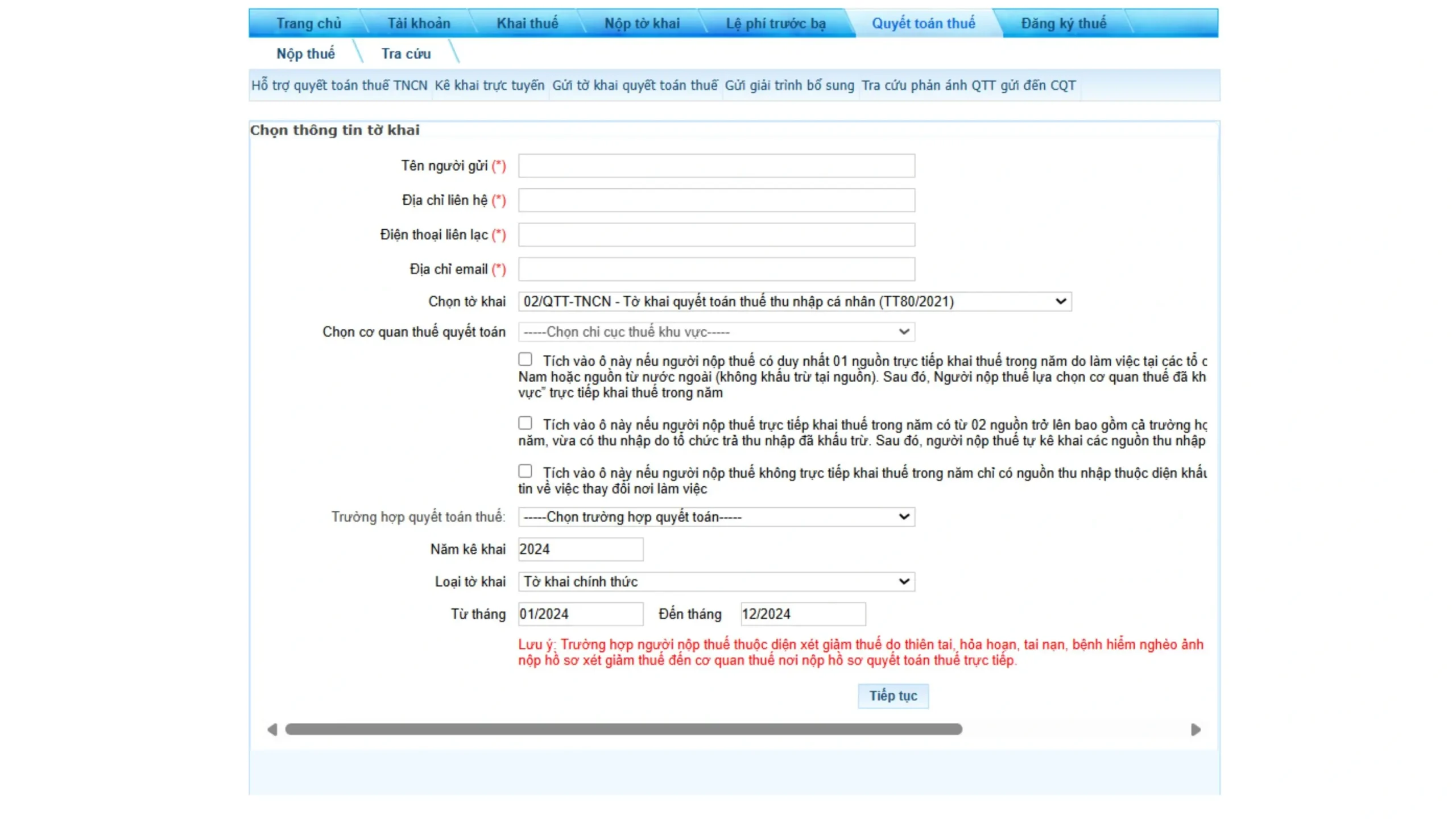 Hướng dẫn quyết toán thuế thu nhập cá nhân online - Bước 5