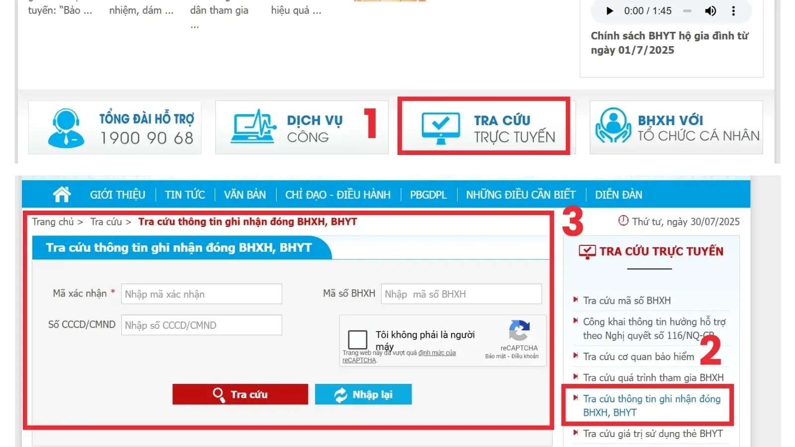 Tra cứu thông tin ghi nhận đóng BHXH, BHYT