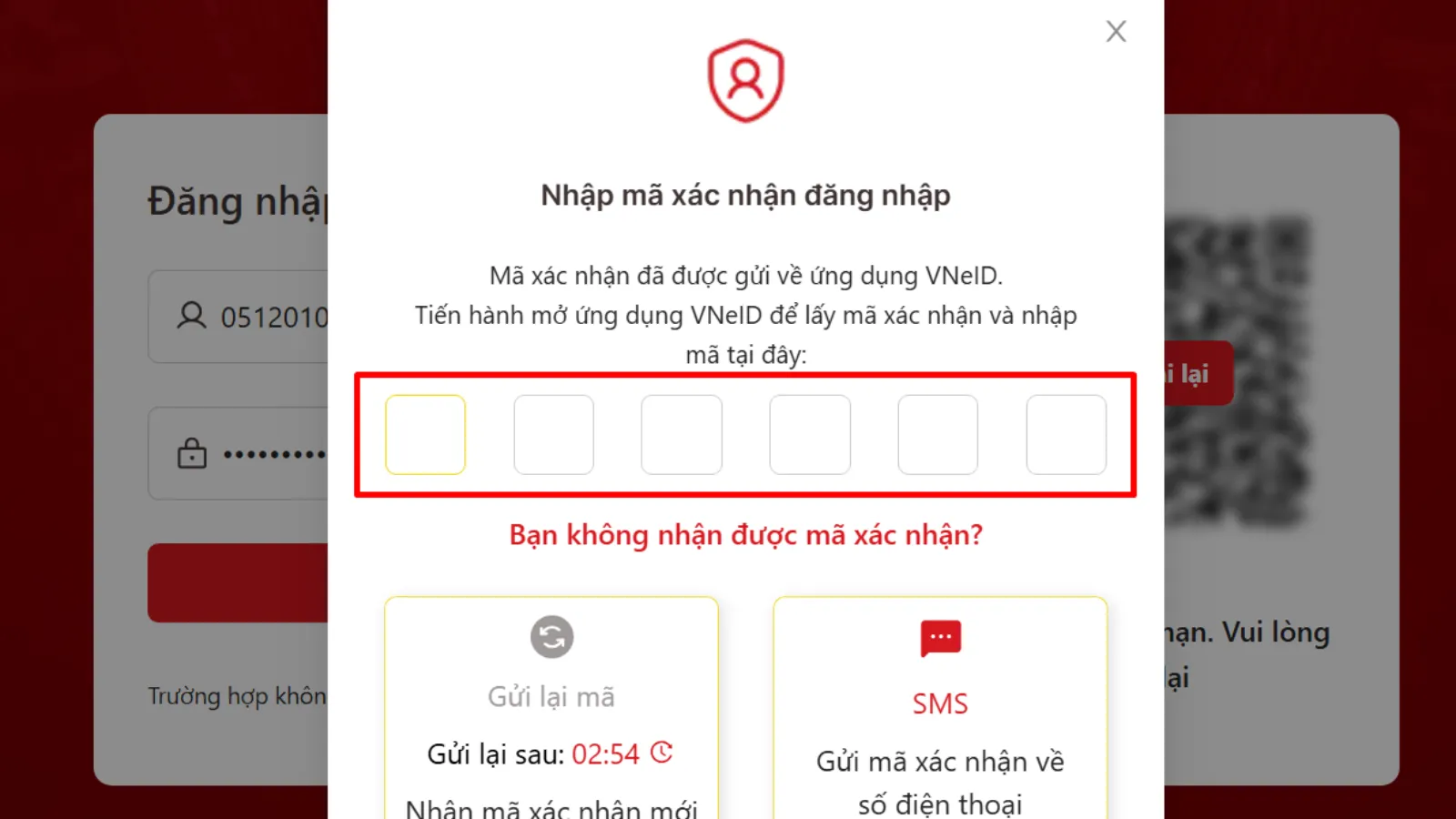 Dán mã số xác nhận vào