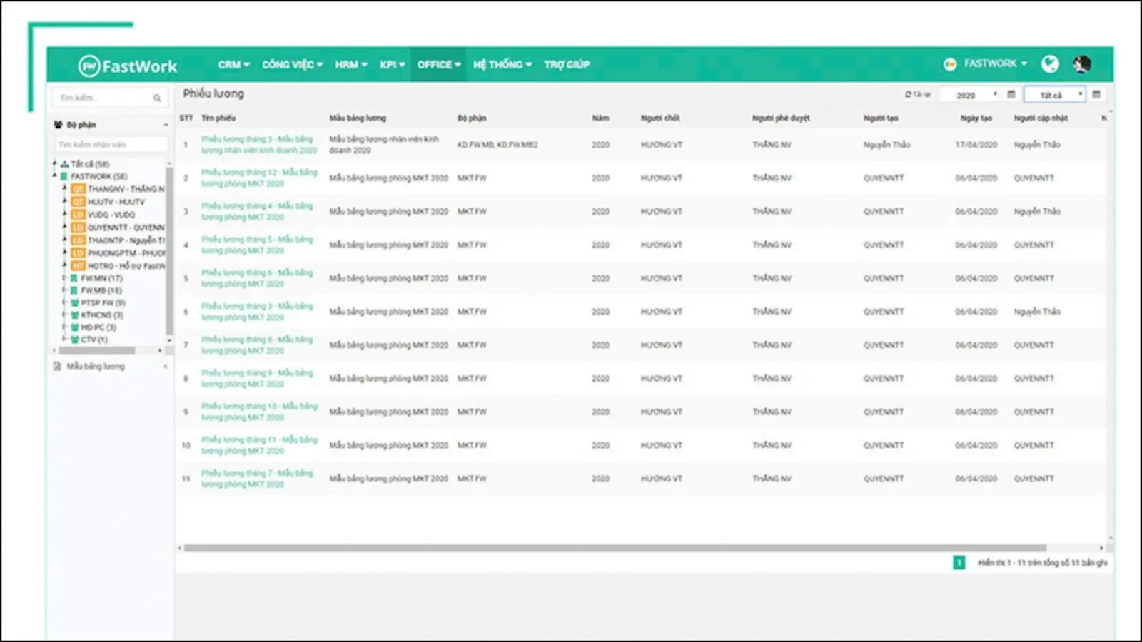 FastWork Payroll software interface