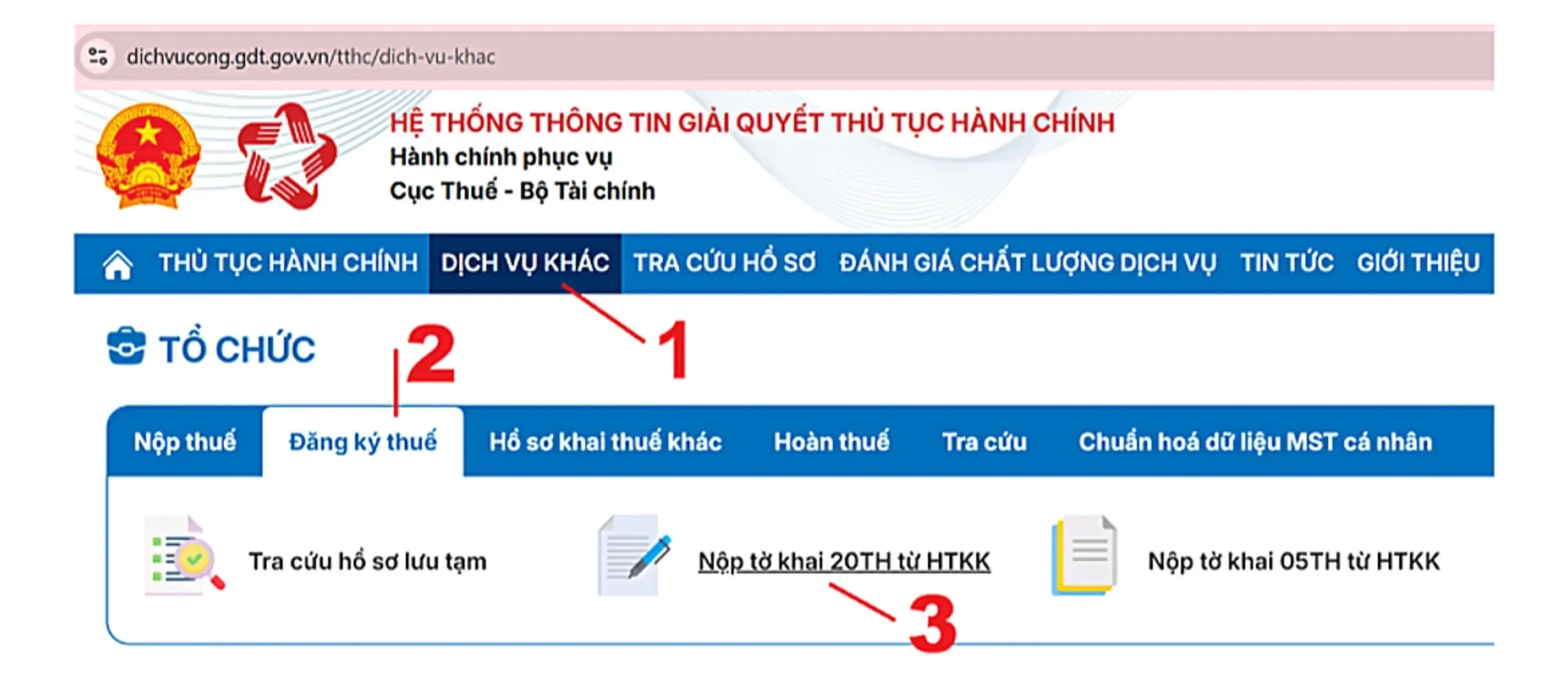 Nộp tờ khai 20TH từ HTKK