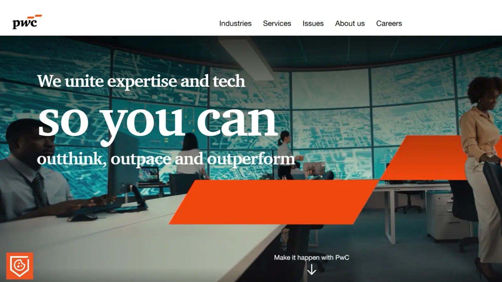 PwC's homepage interface
