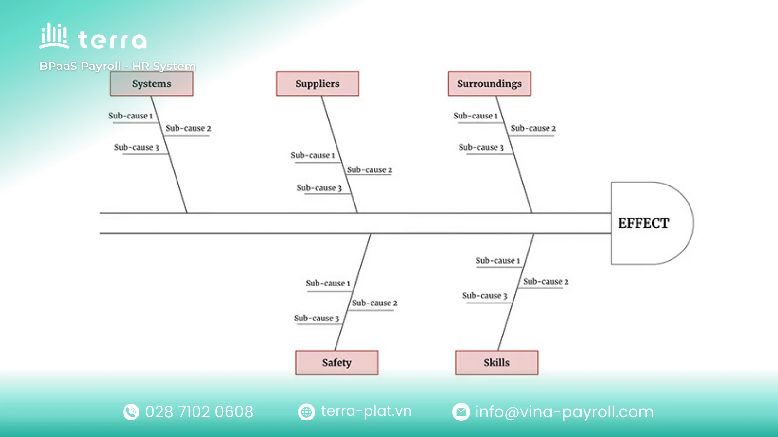 The 5 S's in a fishbone diagram are commonly used in service industries